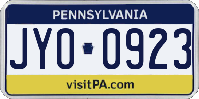PA license plate JYO0923