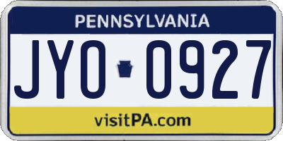 PA license plate JYO0927