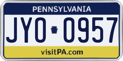 PA license plate JYO0957