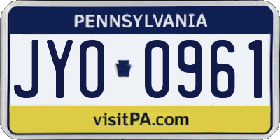 PA license plate JYO0961