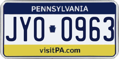 PA license plate JYO0963