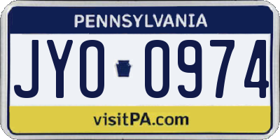 PA license plate JYO0974
