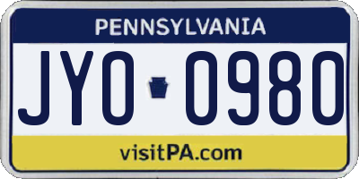 PA license plate JYO0980