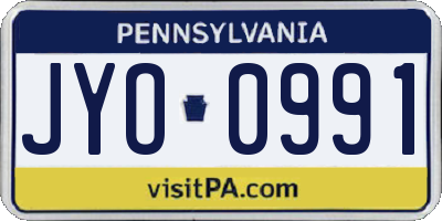 PA license plate JYO0991