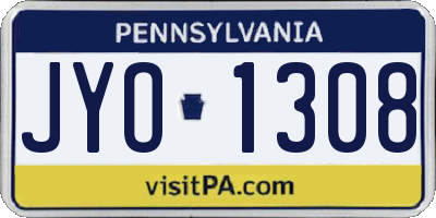 PA license plate JYO1308
