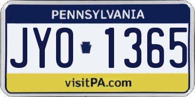 PA license plate JYO1365