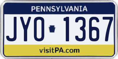 PA license plate JYO1367