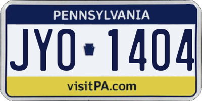 PA license plate JYO1404
