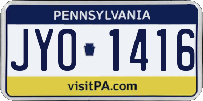 PA license plate JYO1416