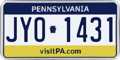 PA license plate JYO1431