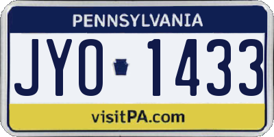 PA license plate JYO1433