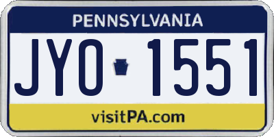 PA license plate JYO1551