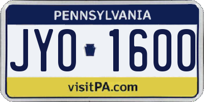 PA license plate JYO1600