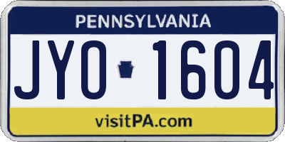 PA license plate JYO1604