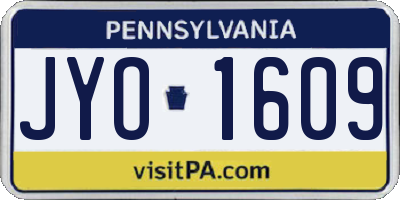 PA license plate JYO1609