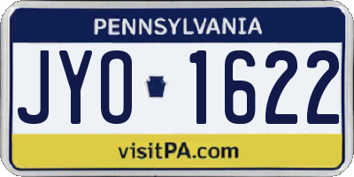 PA license plate JYO1622