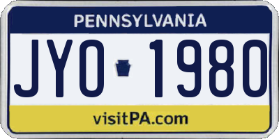 PA license plate JYO1980