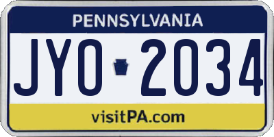 PA license plate JYO2034