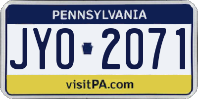 PA license plate JYO2071