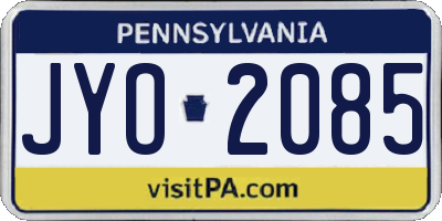 PA license plate JYO2085