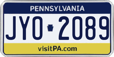 PA license plate JYO2089