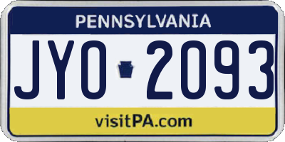 PA license plate JYO2093