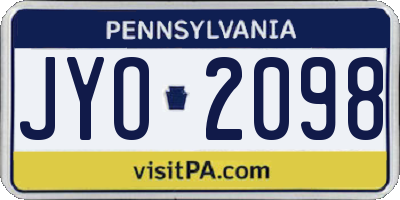 PA license plate JYO2098