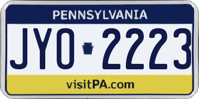 PA license plate JYO2223