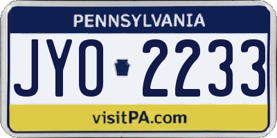 PA license plate JYO2233