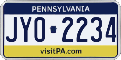 PA license plate JYO2234