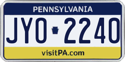 PA license plate JYO2240
