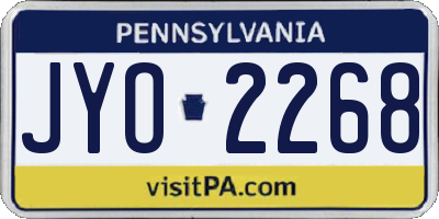 PA license plate JYO2268