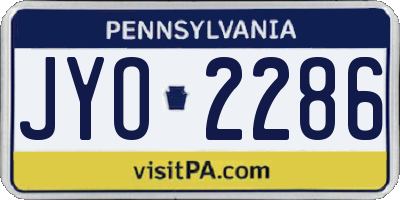 PA license plate JYO2286