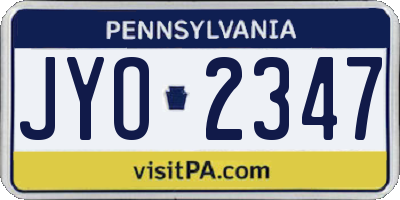 PA license plate JYO2347