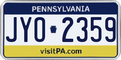 PA license plate JYO2359