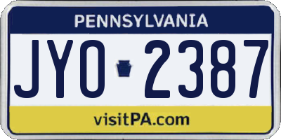 PA license plate JYO2387