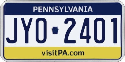 PA license plate JYO2401