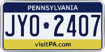 PA license plate JYO2407