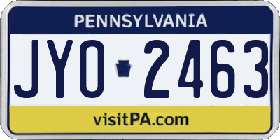 PA license plate JYO2463