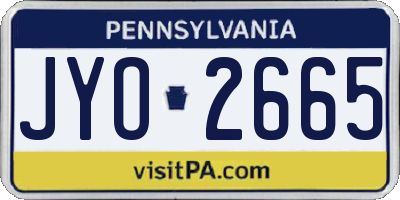 PA license plate JYO2665