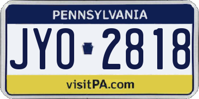PA license plate JYO2818