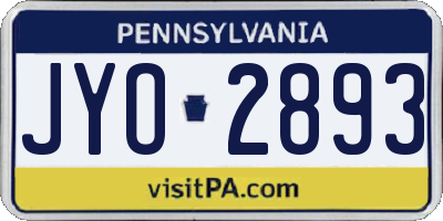 PA license plate JYO2893