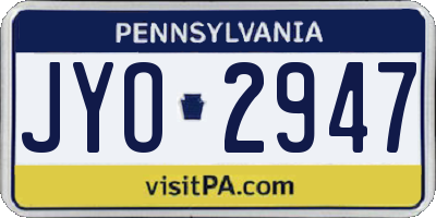 PA license plate JYO2947