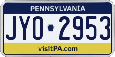 PA license plate JYO2953
