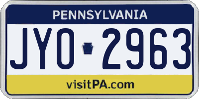 PA license plate JYO2963