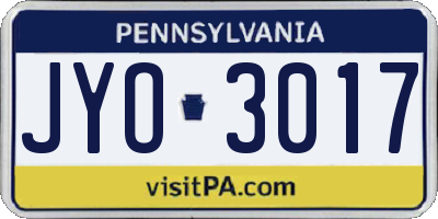 PA license plate JYO3017