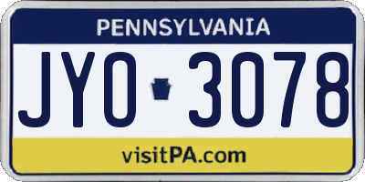 PA license plate JYO3078