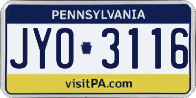 PA license plate JYO3116