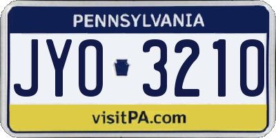 PA license plate JYO3210