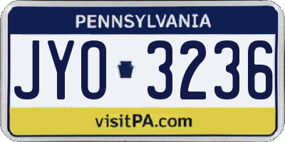 PA license plate JYO3236